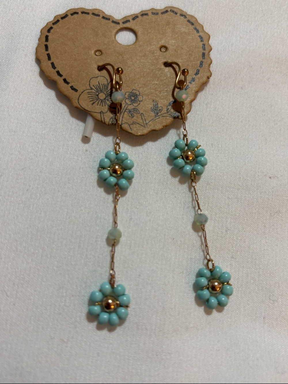 Delicate Turquoise Flower Drop Earrings - Women Jewelry